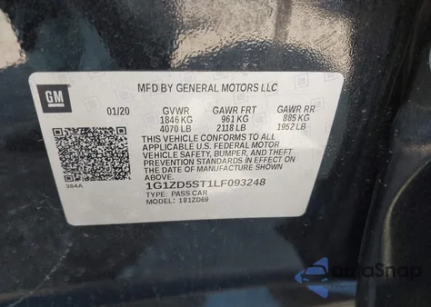 2020 Chevrolet Malibu Fwd Lt from USA, damaged, VIN 1G1ZD5ST1LF093248